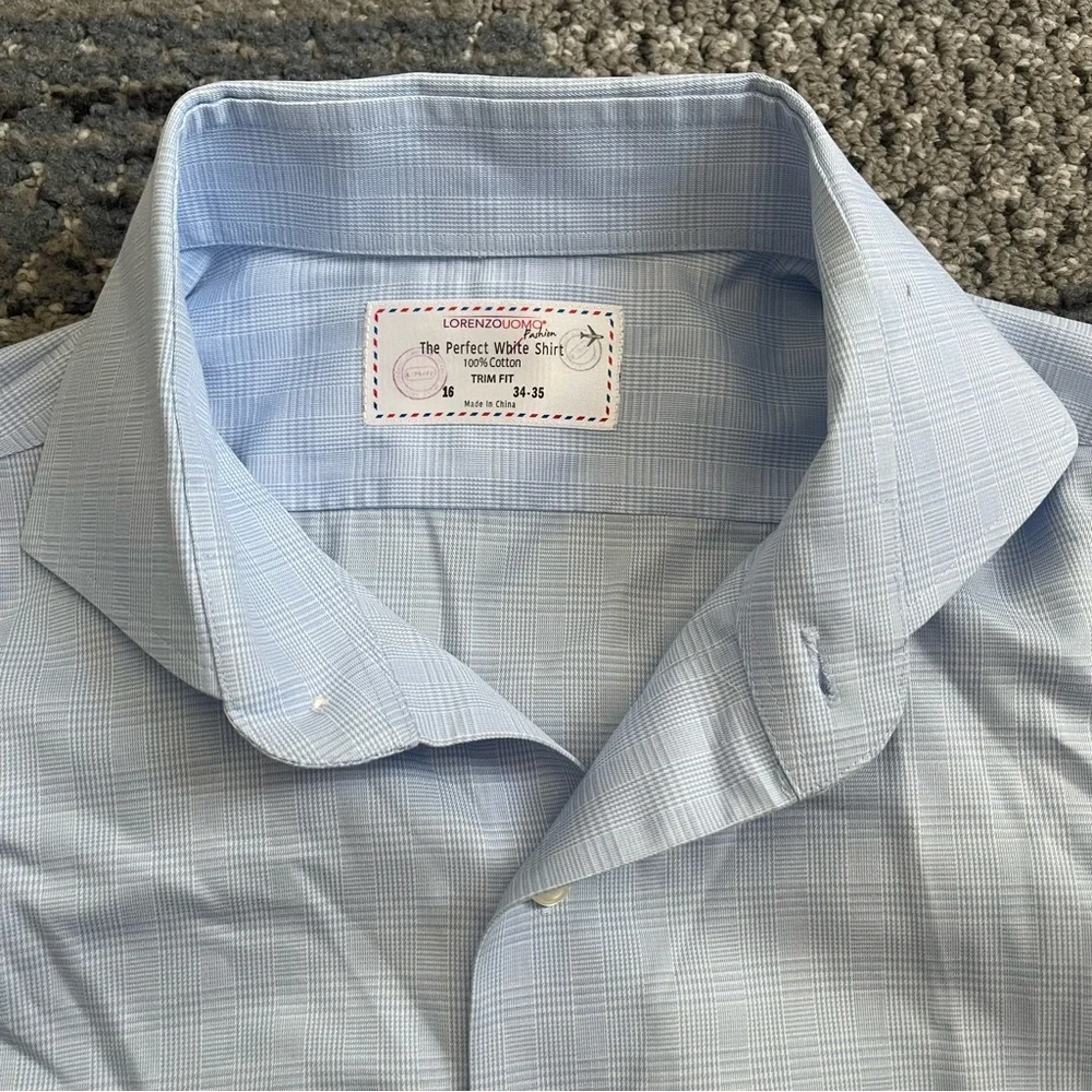 Lorenzo Uomo Trim Fit Long Sleeve Button Down Shirt, Neck 16 34-35 Sleeve, Blue - Picture 2 of 7